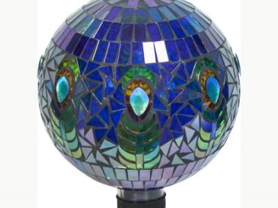 Mosaic Gazing Globe Translucent Peacock  10"